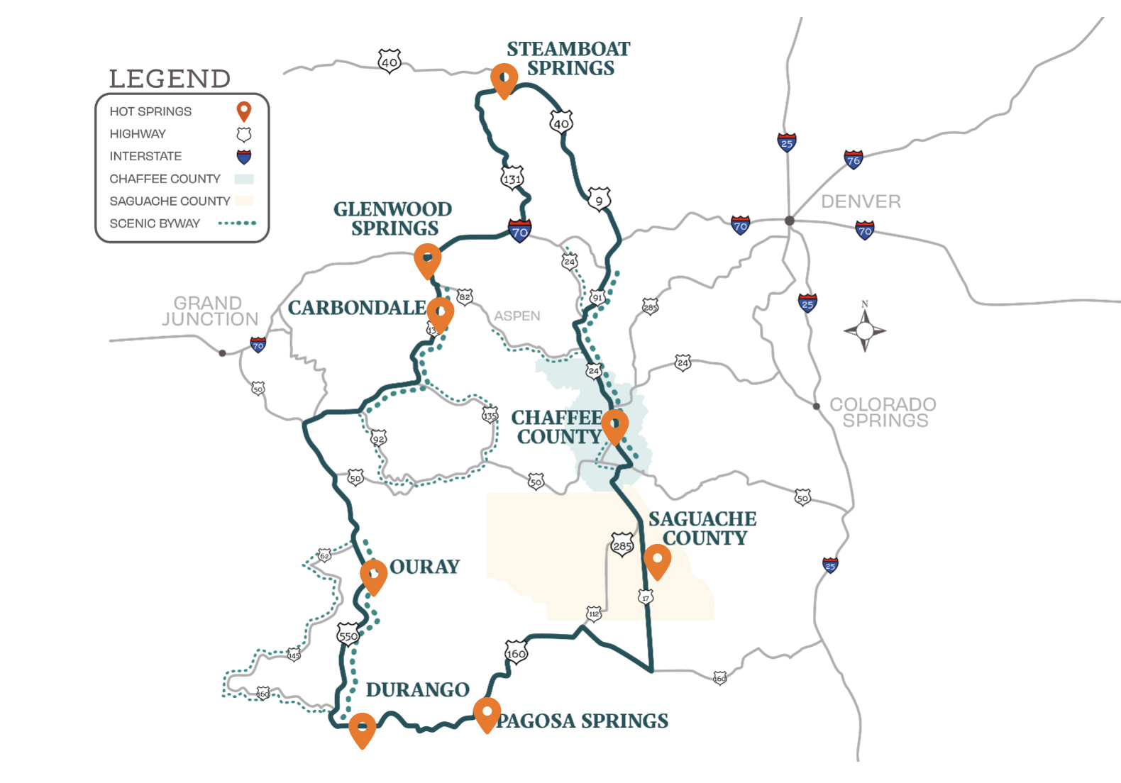 Map of historic hot springs loop