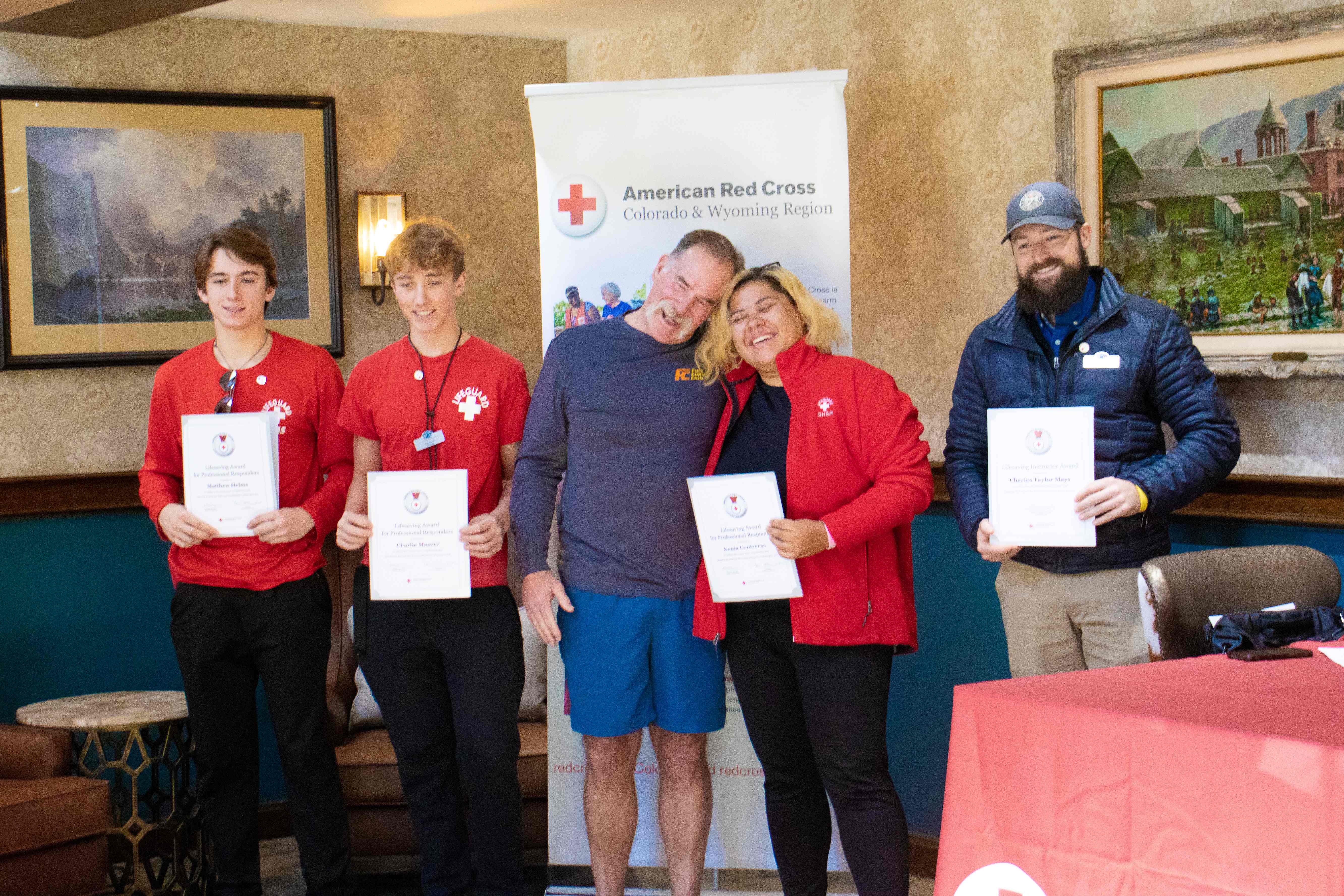 Lifeguards receiving the American Red Cross 