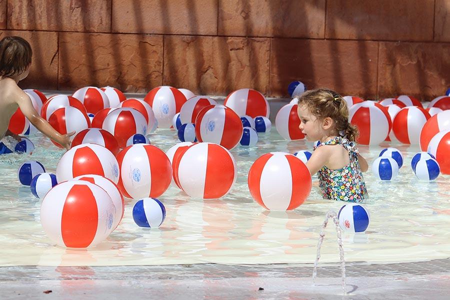 July 4th Beach Balls in Children's Pool at Glenwood Hot Springs Resort