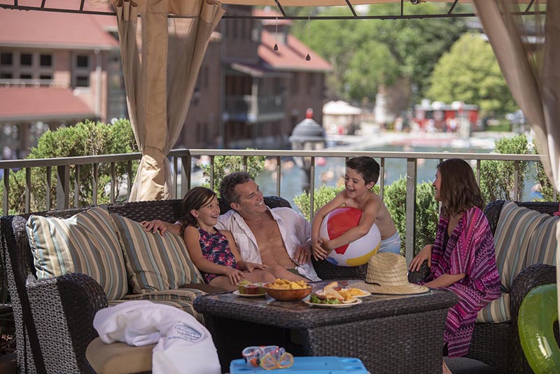 Family Enjoying Lunch in a Private Cabana at Glenwood Hot Springs Resort