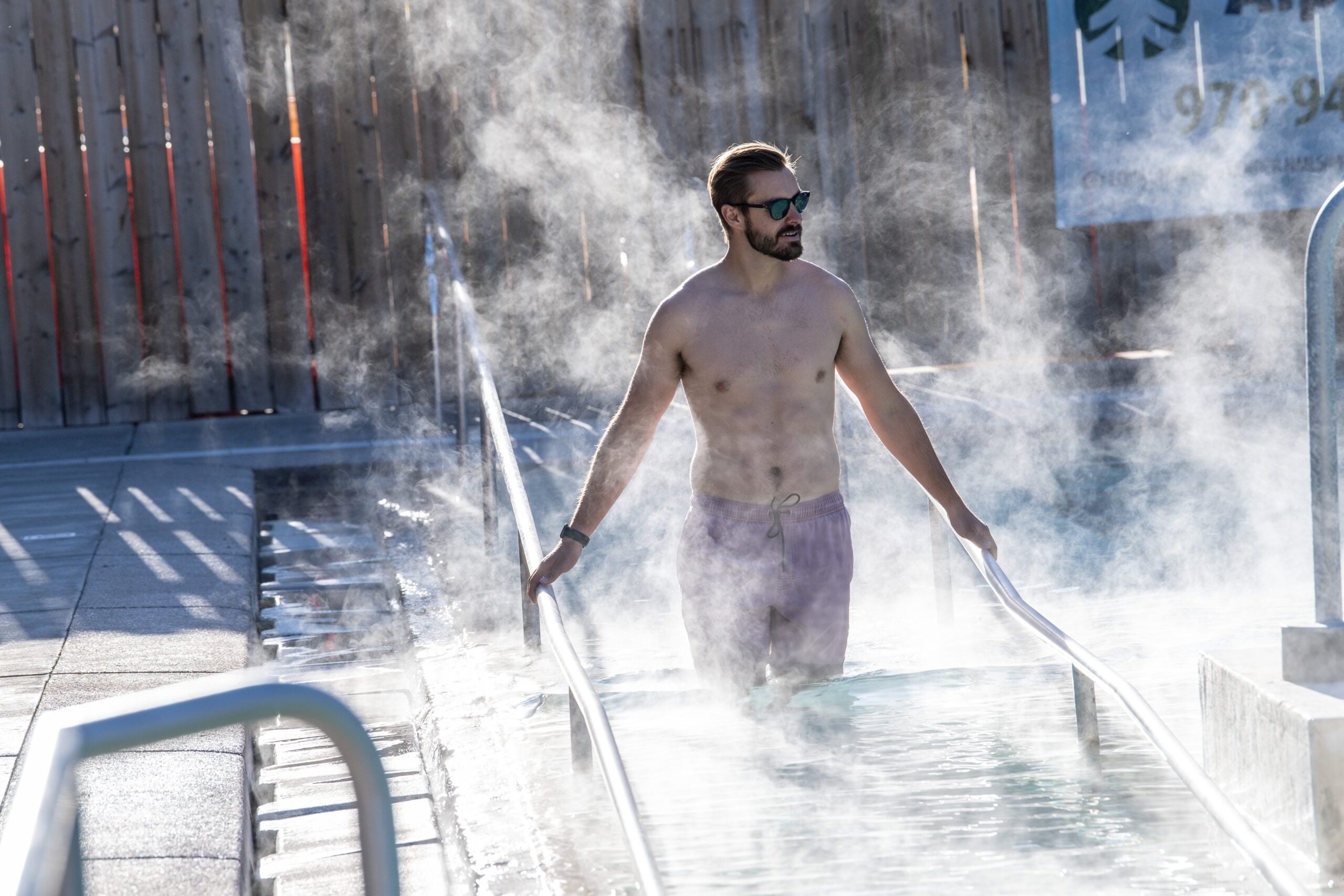 Max Walking Up Ramp Out of Pool at Glenwood Hot Springs Resort