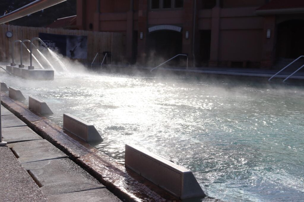 Bubble loungers and power showers in the Therapy Pool at Glenwood Hot Springs Resort
