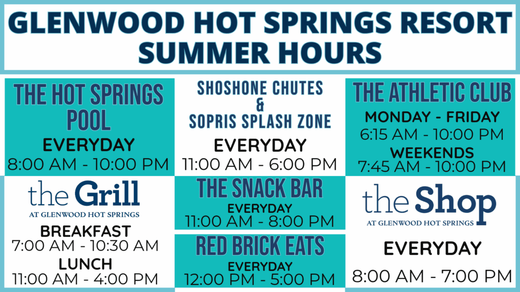 Summer 2025 Hours for the Glenwood Hot Springs Resort