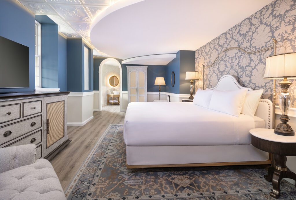 Silver Kings Suite Bedroom in the Hotel 1888 at Glenwood Hot Springs Resort is made for couples