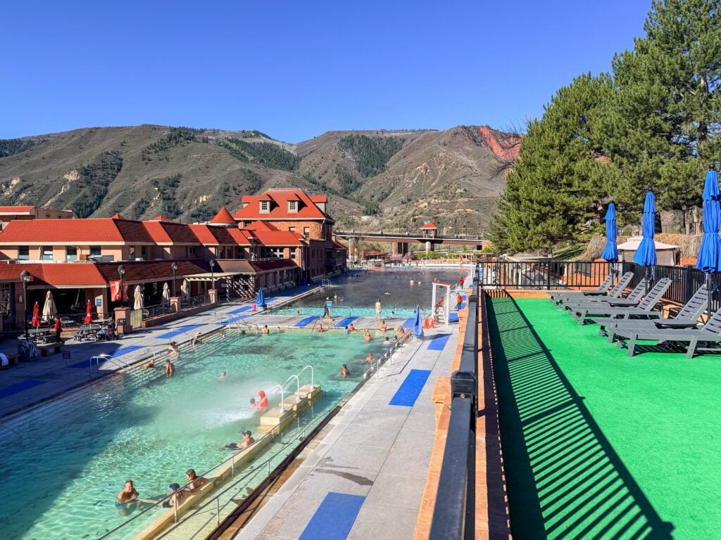The Overlook affords beautiful views over the pools and historic Bath House at Glenwood Hot Springs Resort
