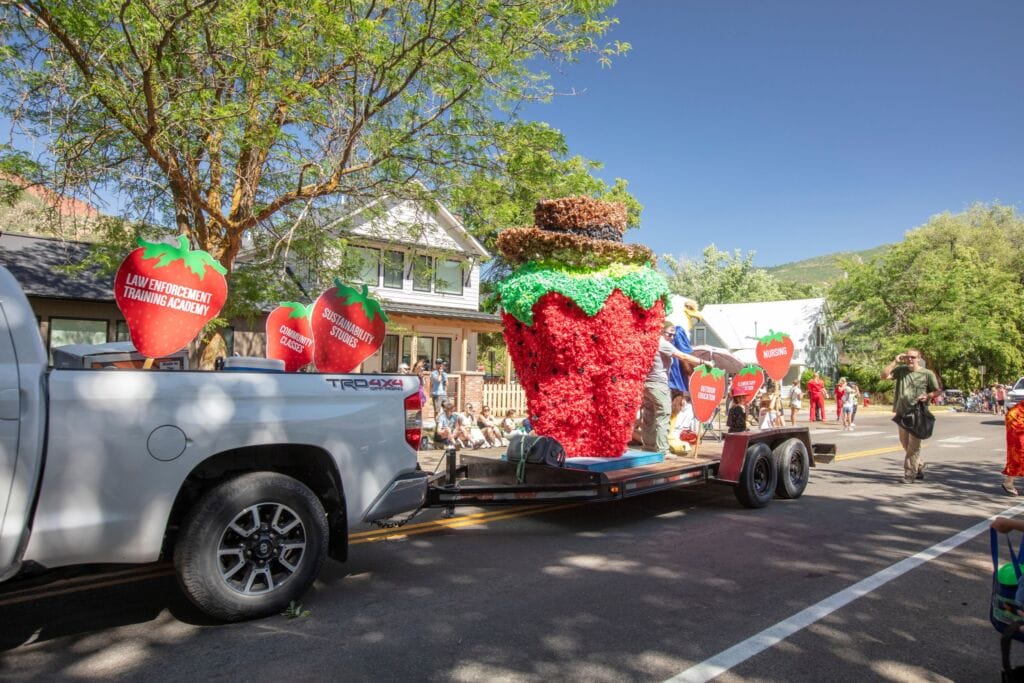 Parade float during Strawberry Days festival near Glenwood Hot Springs Resort