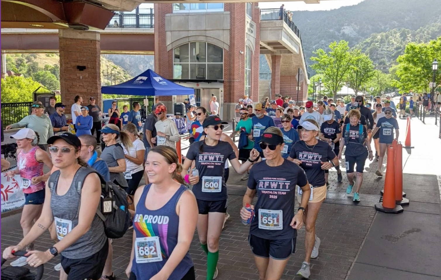 Roaring Fork Women’s Triathlon Team competing near Glenwood Hot Springs Resort