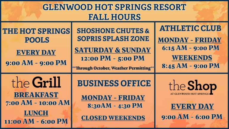 Fall Resort Hours 2026